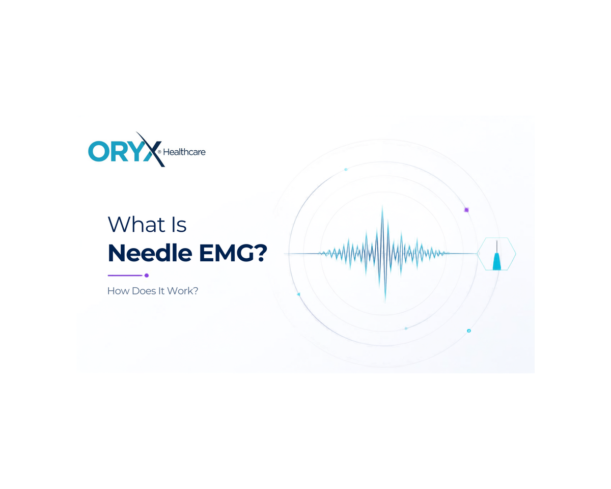 ORYX concentric EMG needle recording electrical activity from skeletal muscle during needle EMG